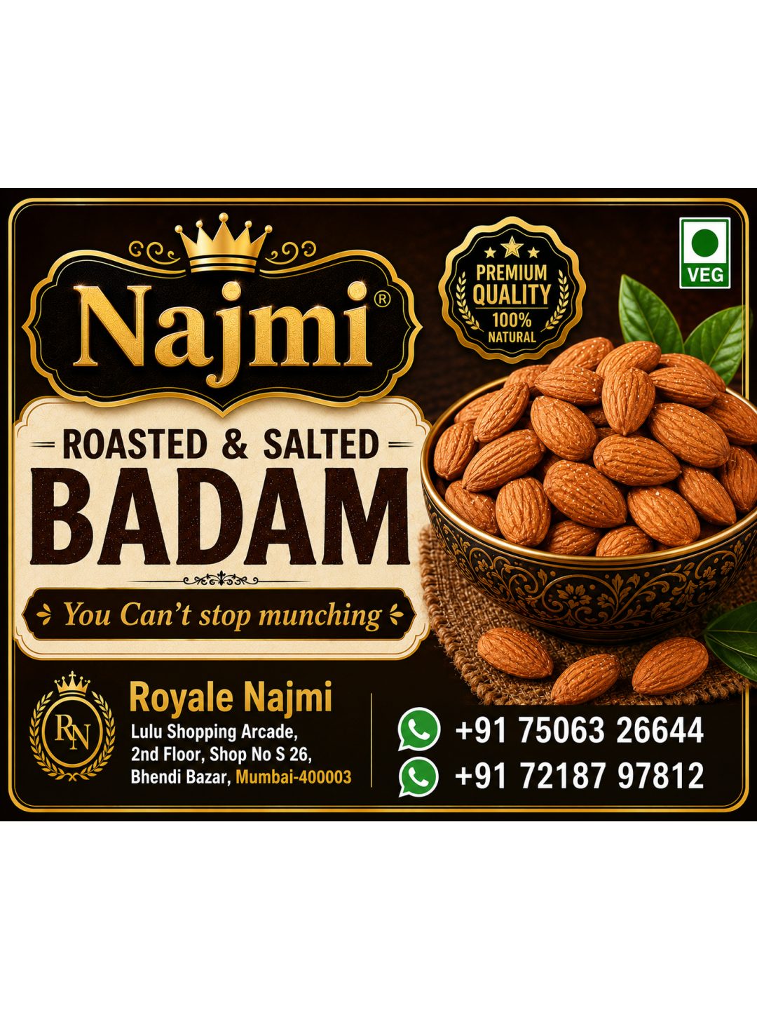 Premium Najmi Roasted & Salted Badam