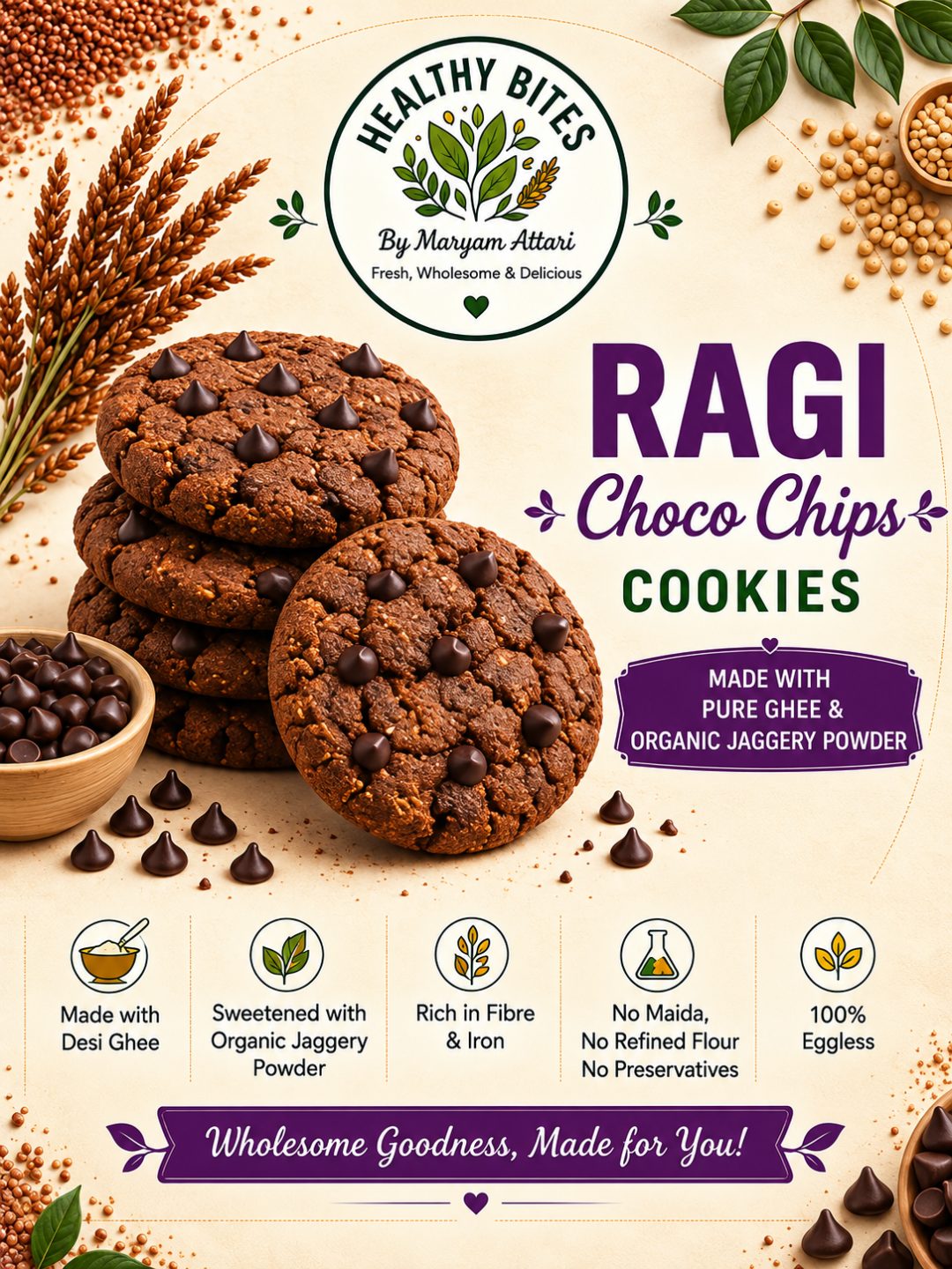 Ragi Choco Chips Cookies