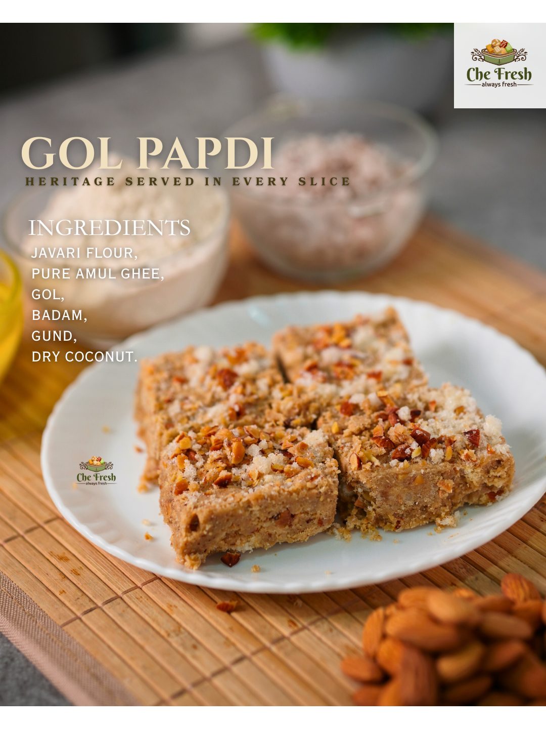 Roasted Almonds Golpapdi [wheat Flour]