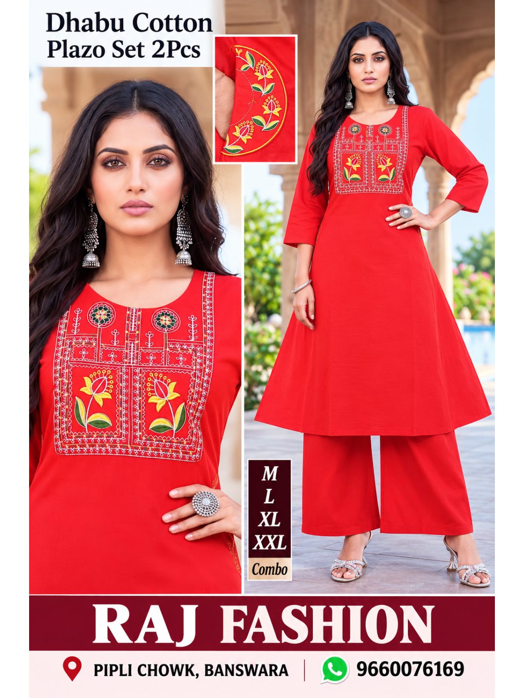 Dhabu Cotton Plazo 2 Pc Set